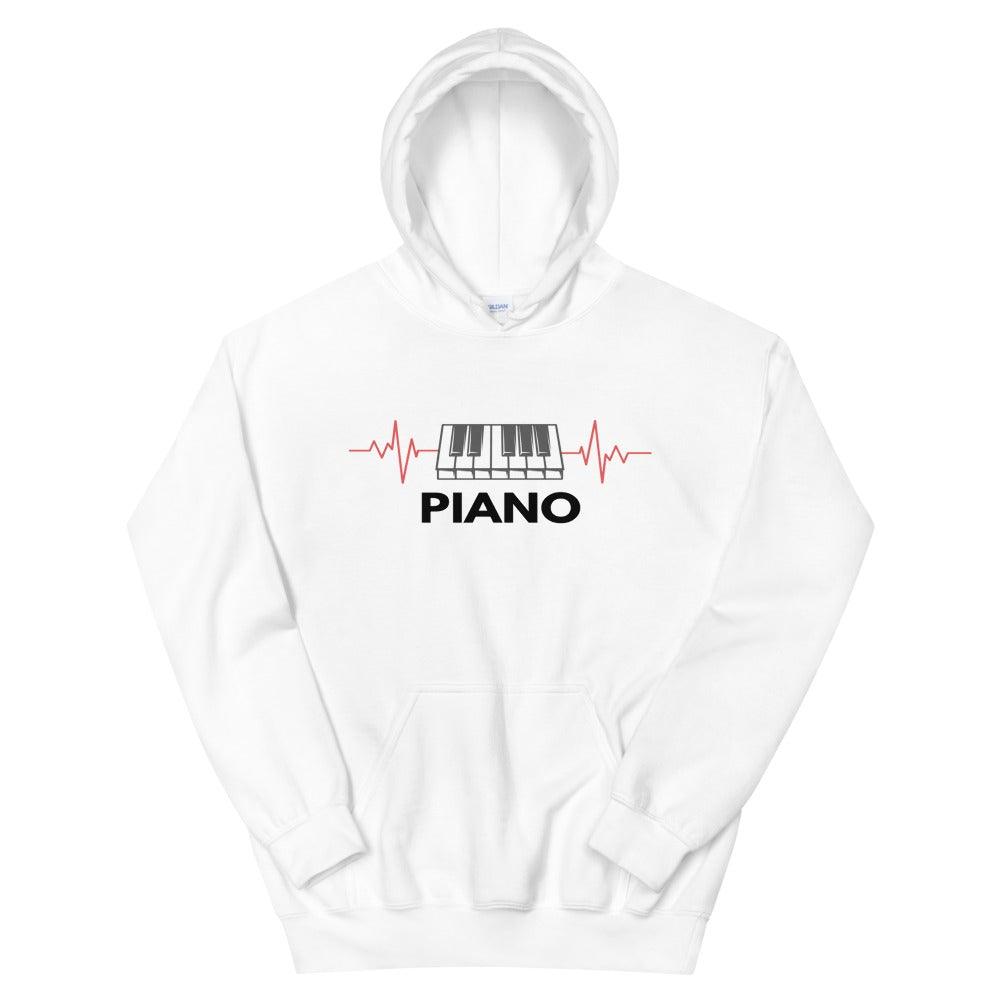 Piano Heart Beat Hoodie - Music Gifts Depot