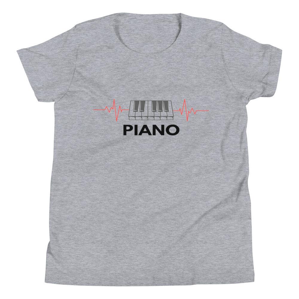 Piano Heart Beat Youth Kids T-Shirt - Music Gifts Depot