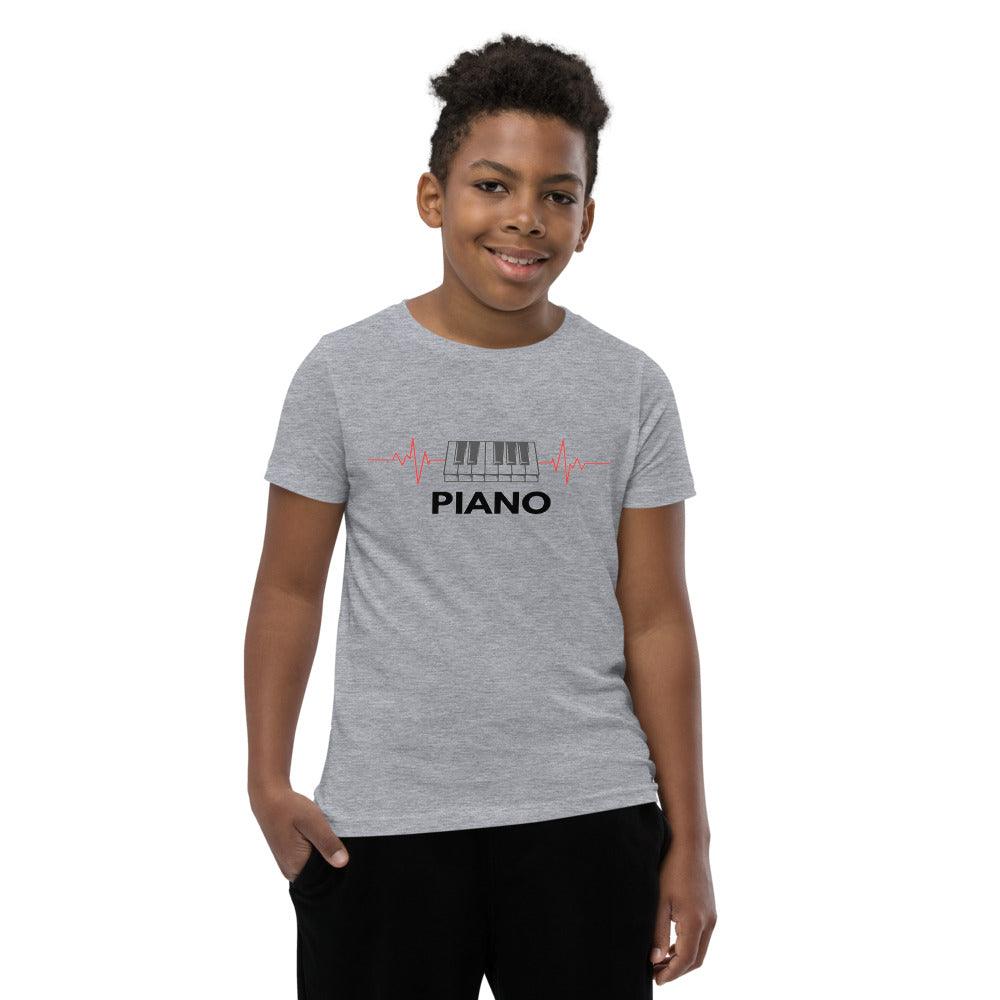 Piano Heart Beat Youth Kids T-Shirt - Music Gifts Depot