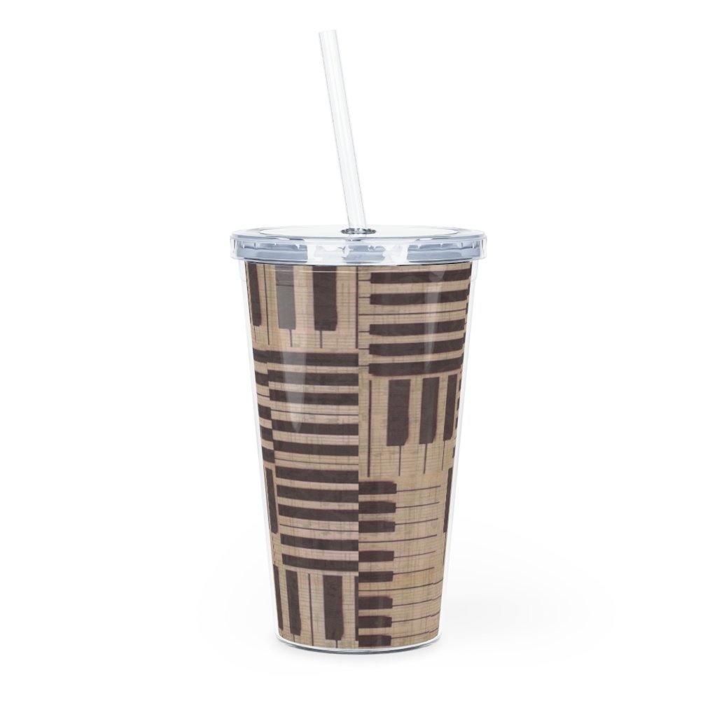 Piano Plastic Tumbler with Straw - Music Gifts Depot