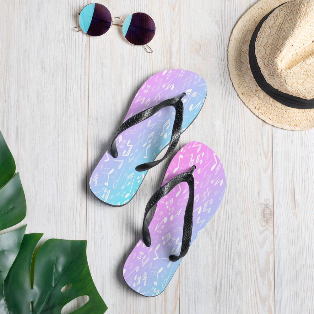 Pink and Blue Music Note Flip-Flops - Music Gifts Depot