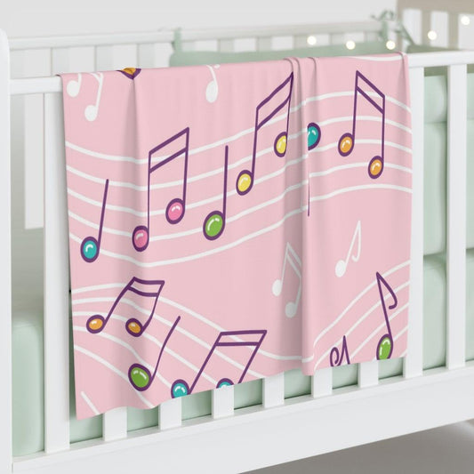 Pink Music Note Baby Swaddle Blanket - Music Gifts Depot