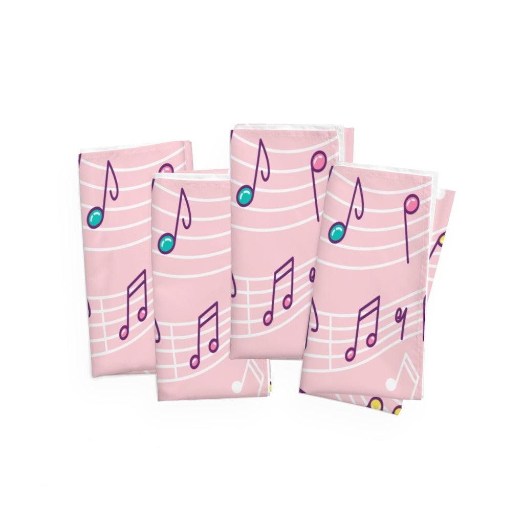 Pink Music Note Cloth Napkins Set Of 4 - Music Gifts Depot