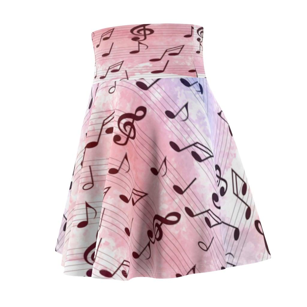 Pink Music Note Women's Skater Skirt - Music Gifts Depot