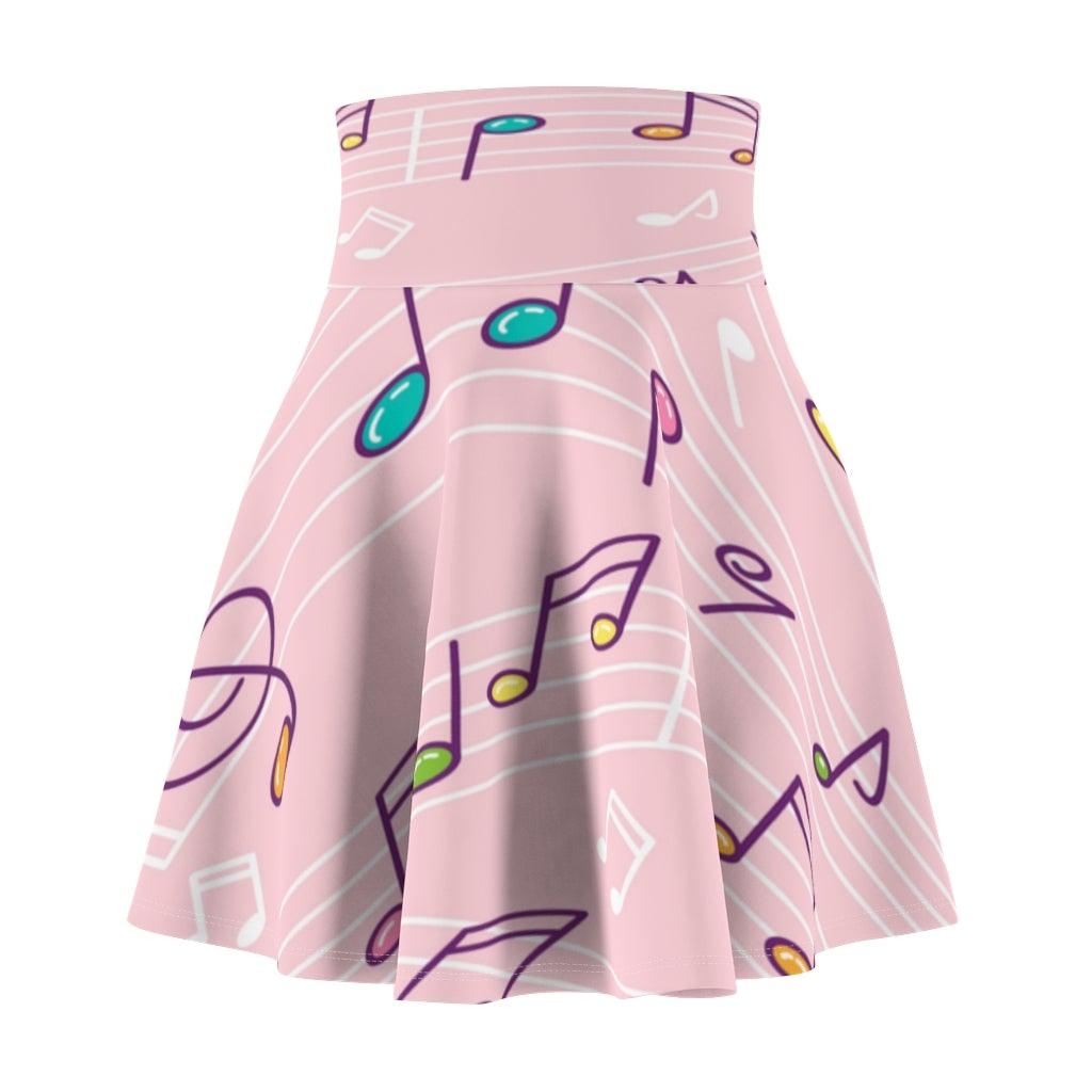 Pink Music Note Women's Skater Skirt - Music Gifts Depot