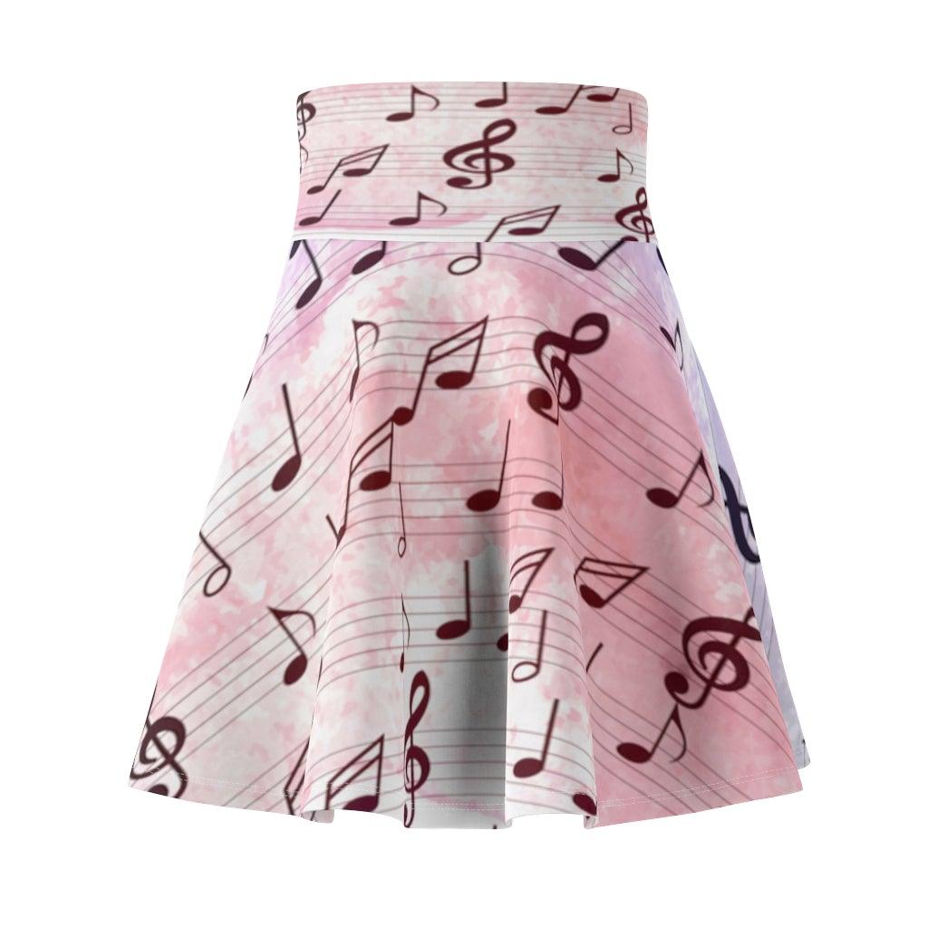 Pink Music Note Women's Skater Skirt - Music Gifts Depot