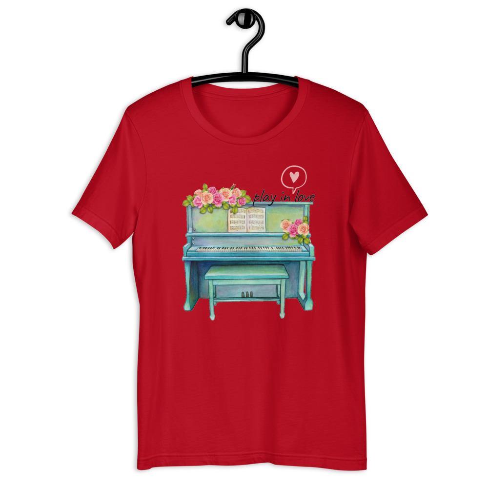 Play In Love Piano T-Shirt - Music Gifts Depot