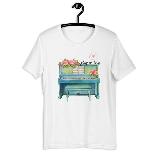 Play In Love Piano T-Shirt - Music Gifts Depot