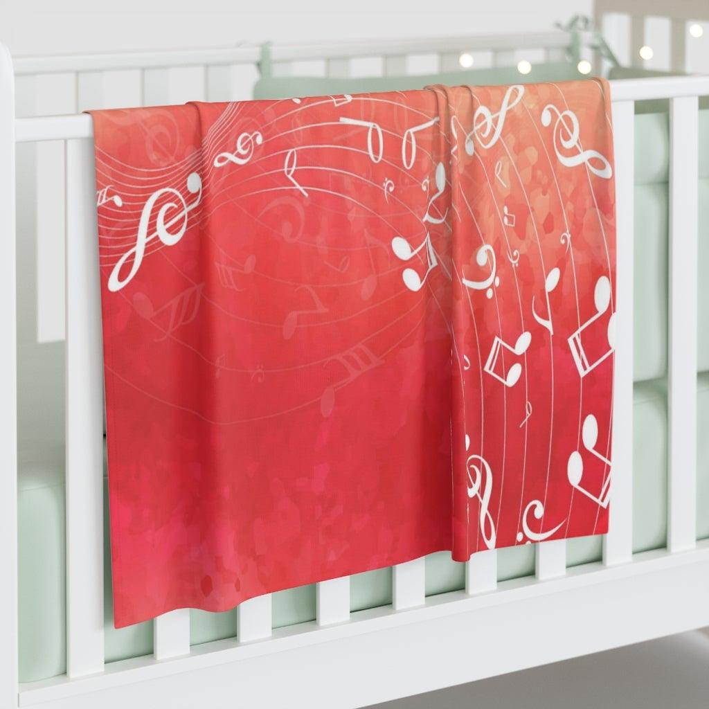 Red Music Note Baby Swaddle Blanket - Music Gifts Depot