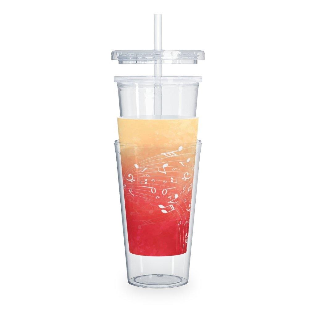 Red Music Note Plastic Tumbler with Straw - Music Gifts Depot