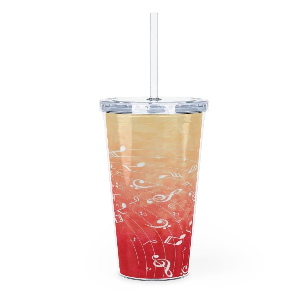Red Music Note Plastic Tumbler with Straw - Music Gifts Depot