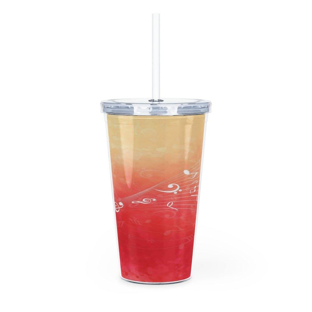 Red Music Note Plastic Tumbler with Straw - Music Gifts Depot