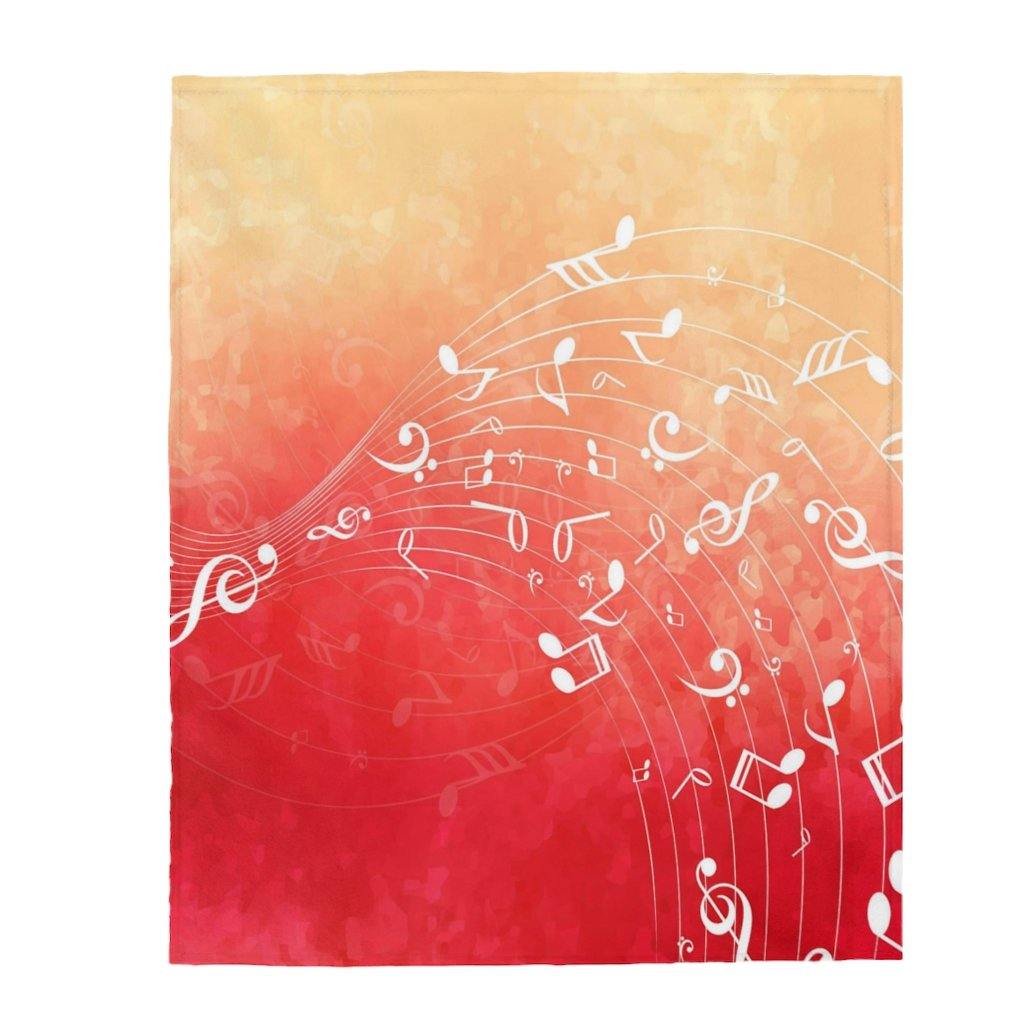 Red Music Note Velveteen Plush Blanket - Music Gifts Depot