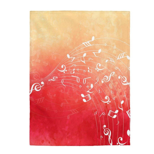 Red Music Note Velveteen Plush Blanket - Music Gifts Depot