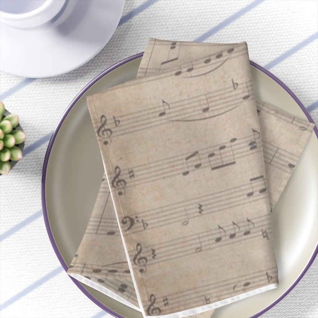 Sheet Music Note Cloth Napkins Set Of 4 - Music Gifts Depot