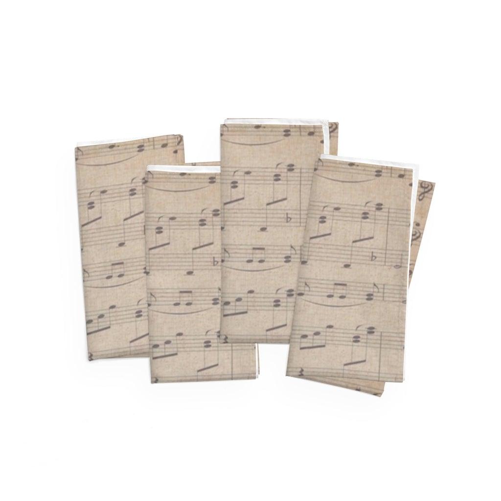 Sheet Music Note Cloth Napkins Set Of 4 - Music Gifts Depot