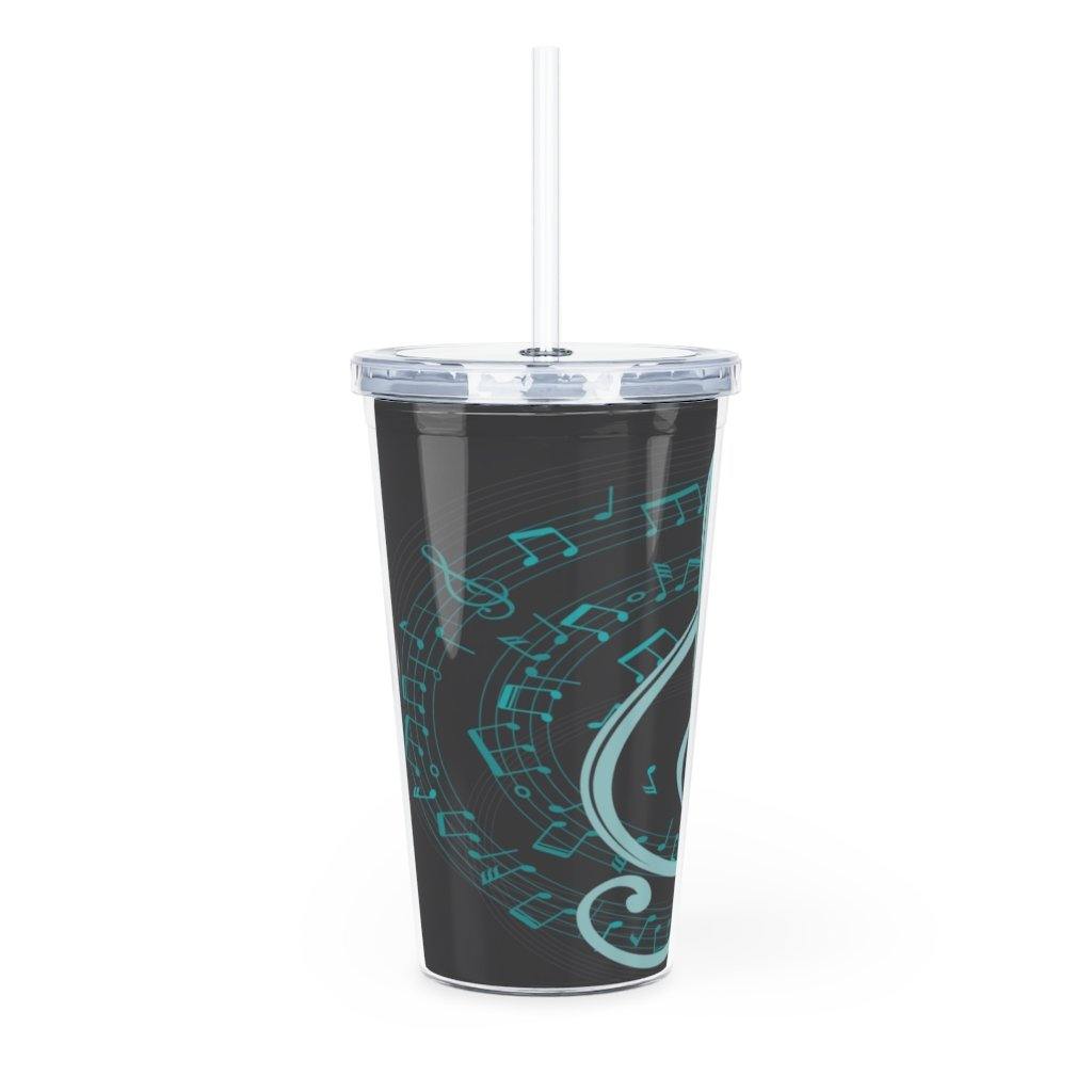 Treble Clef Plastic Tumbler with Straw - Music Gifts Depot
