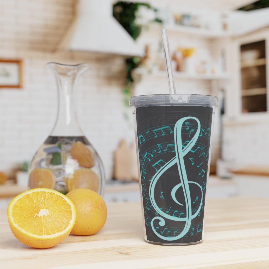 Treble Clef Plastic Tumbler with Straw - Music Gifts Depot