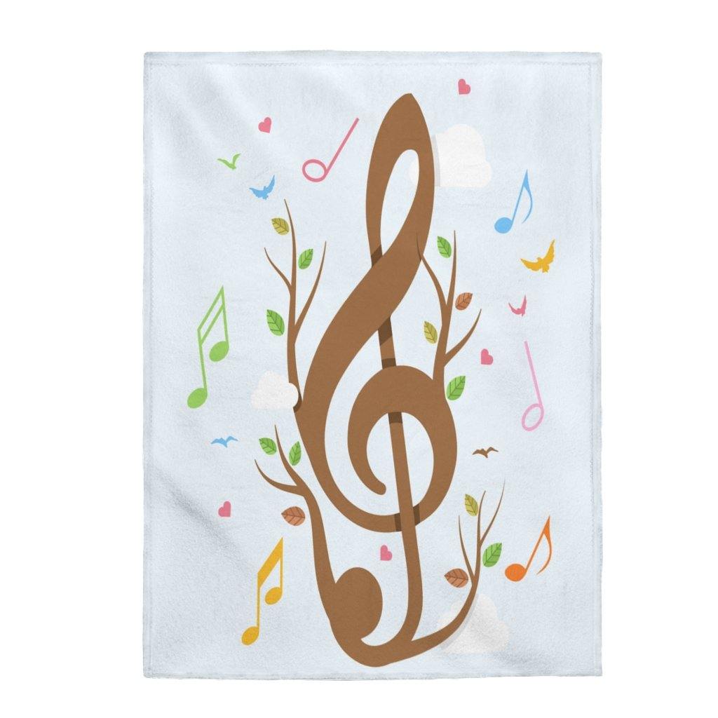 Treble Clef Velveteen Plush Blanket - Music Gifts Depot
