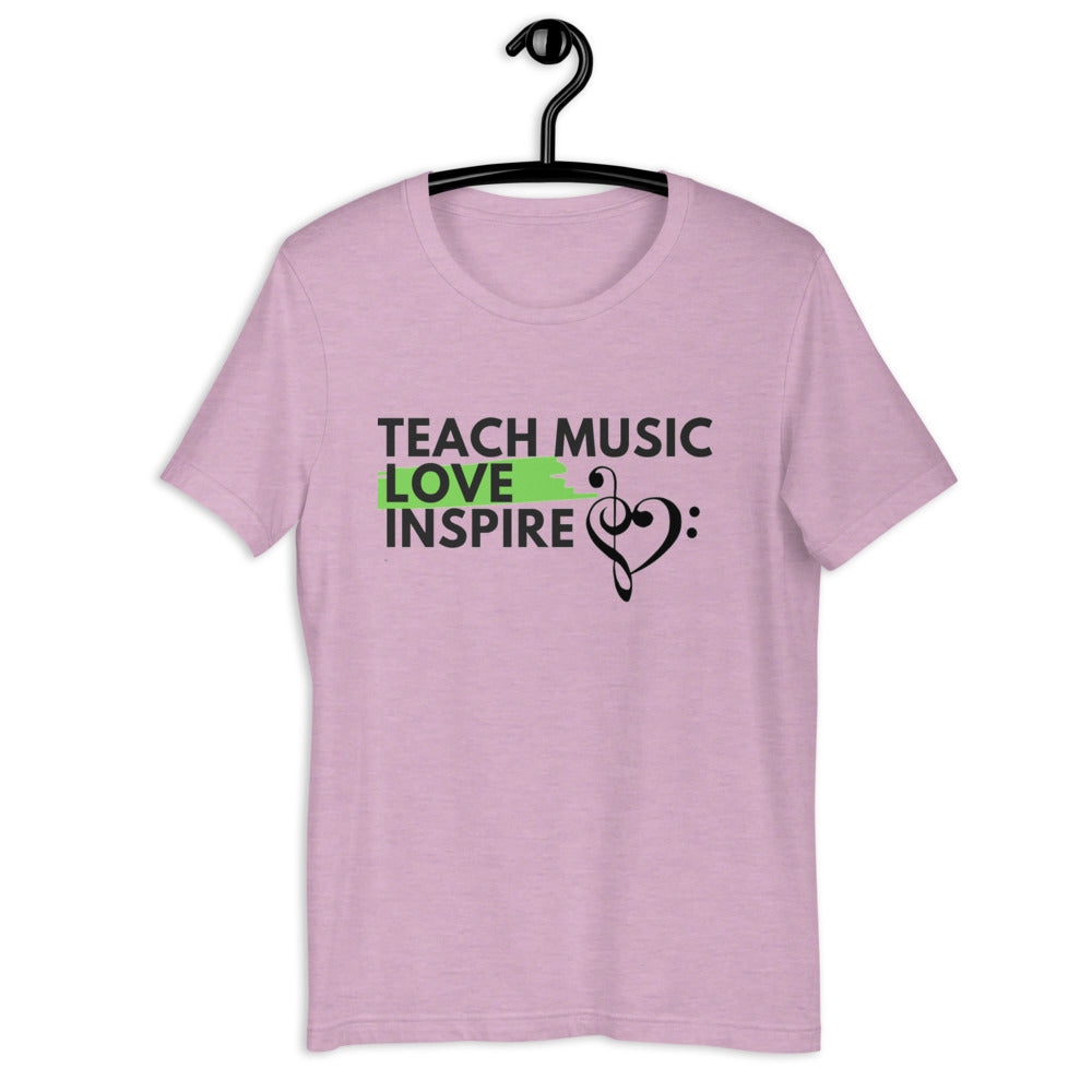 Teach Music Love Inspire unisex t-shirt - Music Gifts Depot