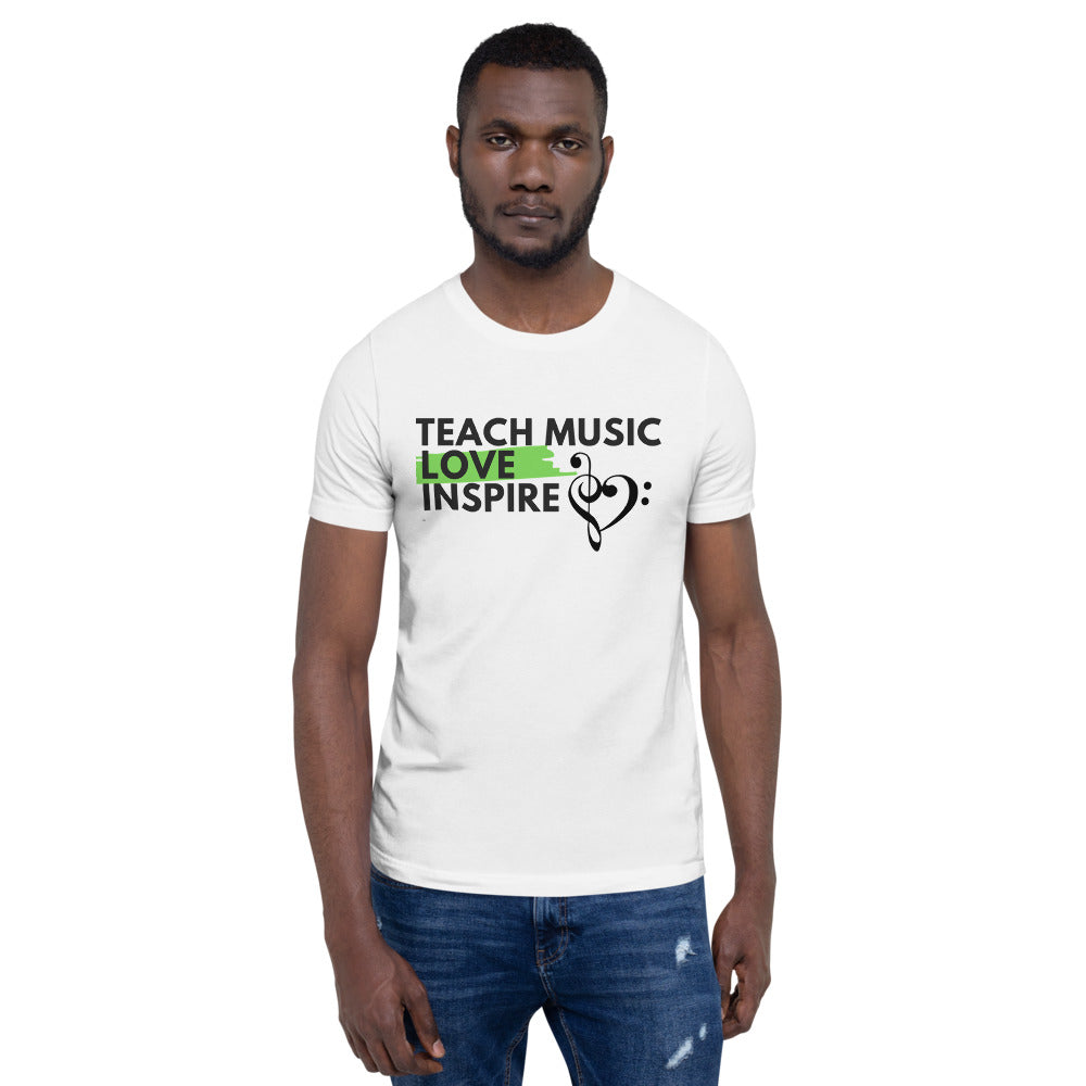 Teach Music Love Inspire unisex t-shirt - Music Gifts Depot