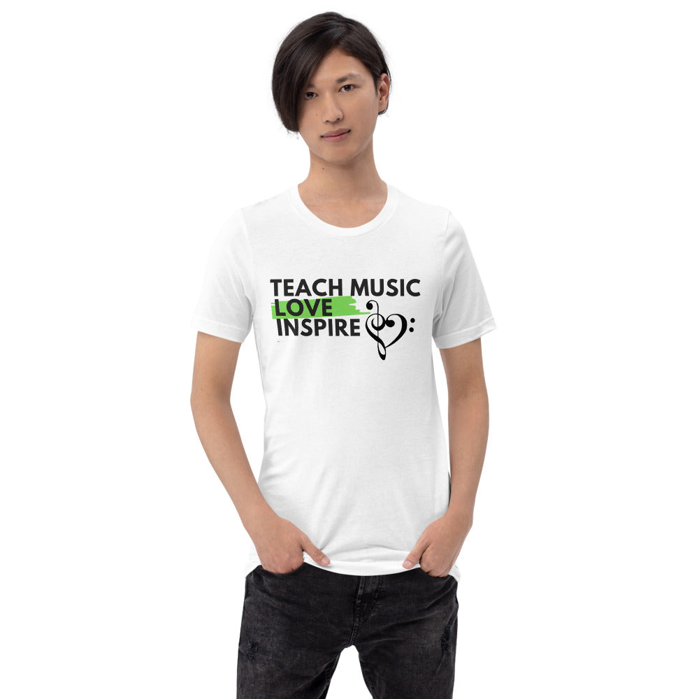 Teach Music Love Inspire unisex t-shirt - Music Gifts Depot