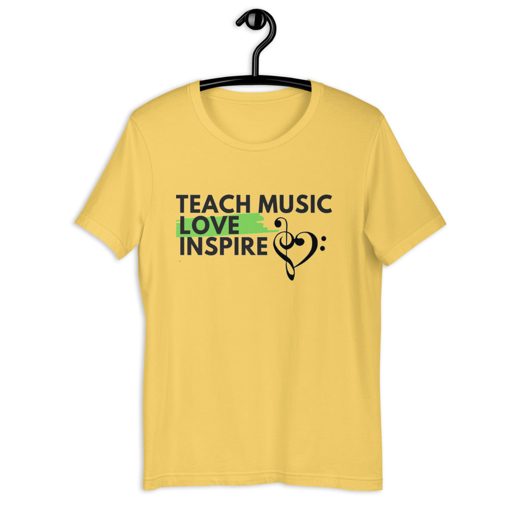 Teach Music Love Inspire unisex t-shirt - Music Gifts Depot