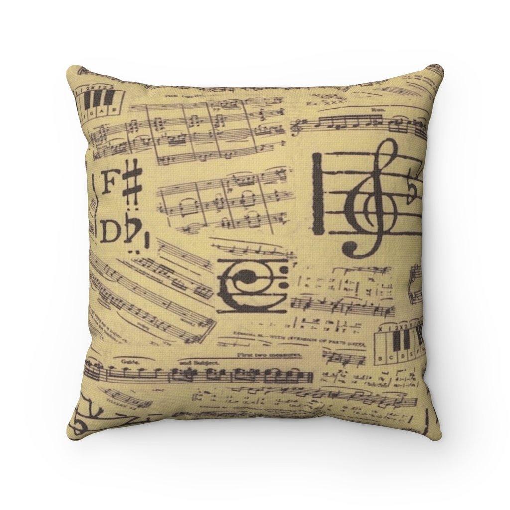 Vintage Music Note Square Pillow - Music Gifts Depot