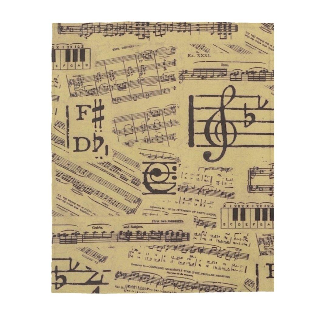 Vintage Music Note Velveteen Plush Blanket - Music Gifts Depot