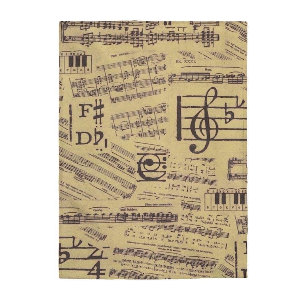Vintage Music Note Velveteen Plush Blanket - Music Gifts Depot