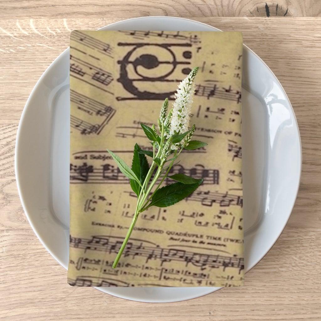 Vintage Style Music Note Cloth Napkins Set Of 4 - Music Gifts Depot