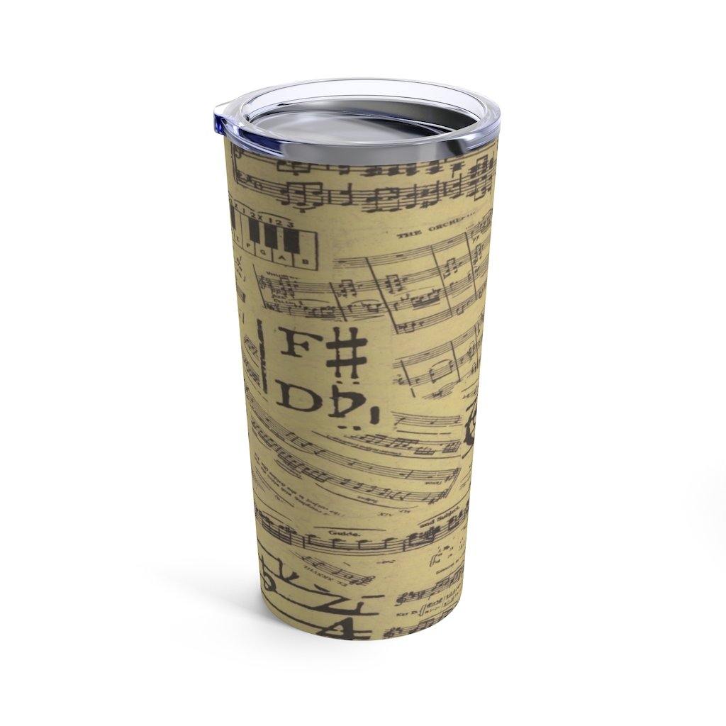 Vintage Style Music Note Tumbler 20oz - Music Gifts Depot