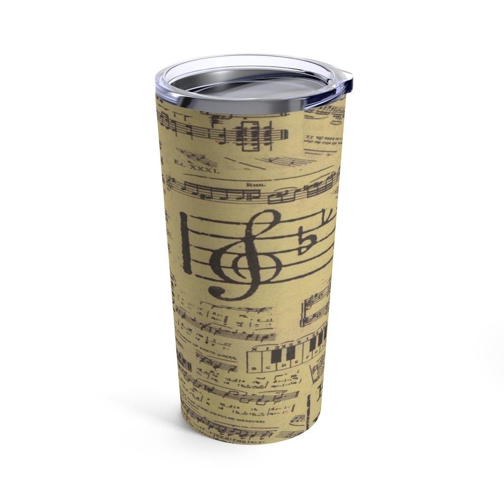 Vintage Style Music Note Tumbler 20oz - Music Gifts Depot