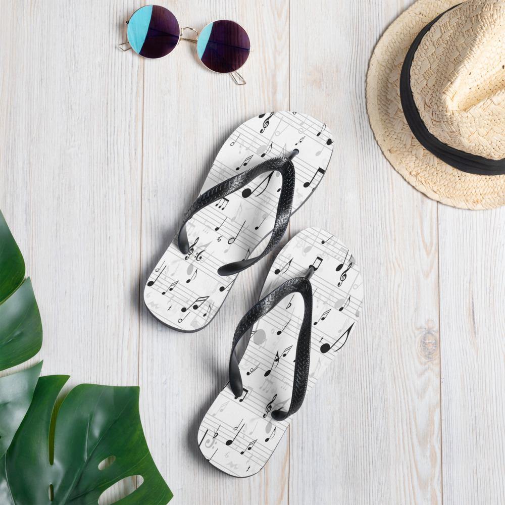 White Music Note Flip-Flops - Music Gifts Depot